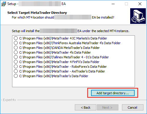 Add target directory window