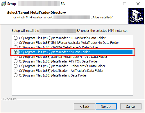 Select Target MetaTrader Directory