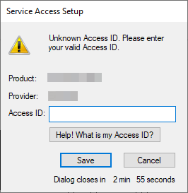 Service Access Settings Message Box